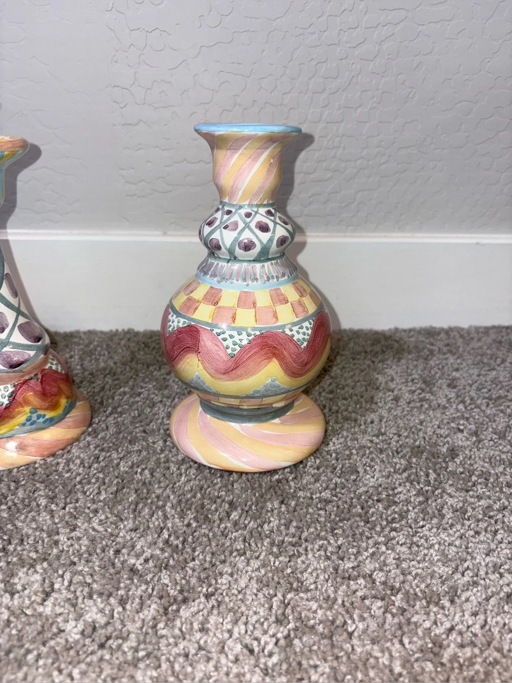 3 Mackenzie-Childs Vintage Taylor Keukenhof candle stick holders